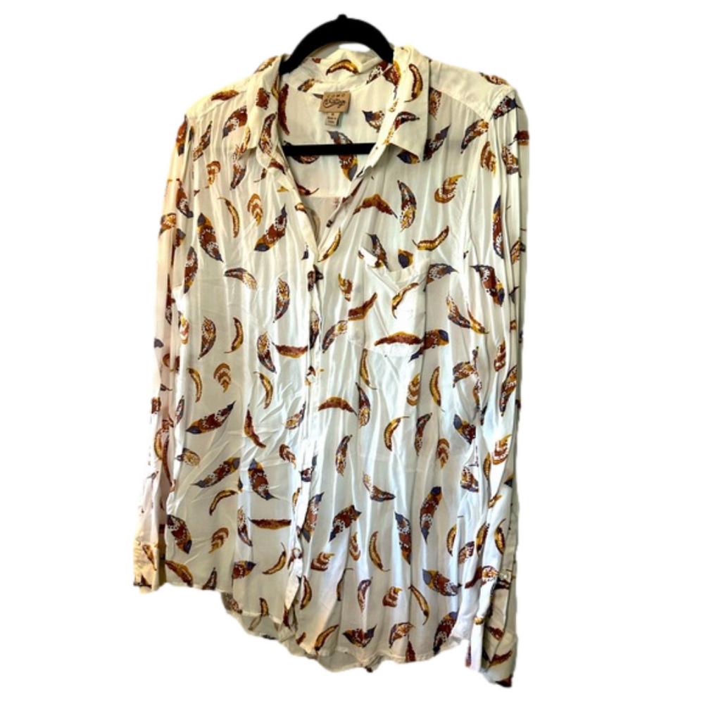 Como Vintage xl button down shirt with feather print
